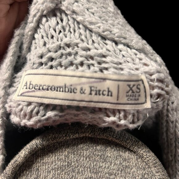 Abercrombie & Fitch Women XS Solid Gray Stripe Crochet Open Front Cardigan (GS2) - Picture 5 of 5